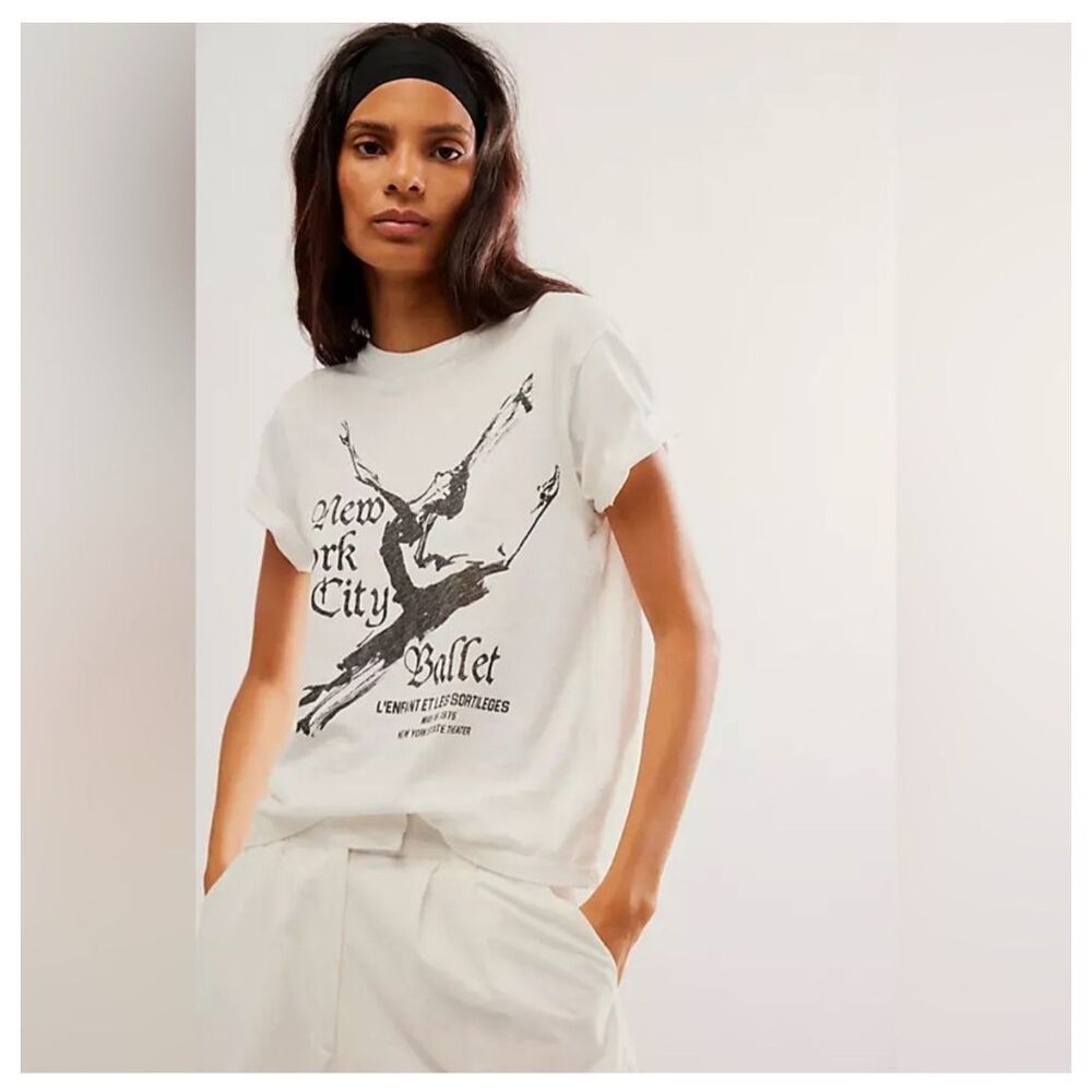 NWOT Free People *sold out* Bureau Ballet Slub Tee - NYC BALLET - Picture 1 of 7